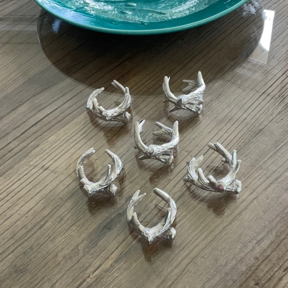 Sliver Antler Napkin Rings Set of 6